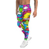 Women's comic strip graffiti street printed meggings front view