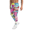 Men's comic strip kawaii printed meggings front view