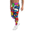 Men's comic strip ninja night printed meggings front view