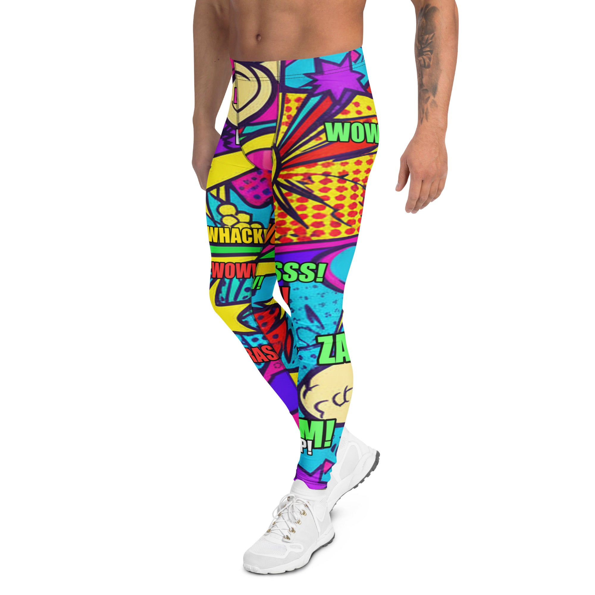Men's comic strip pirate adventure meggings front view