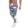 Women's comic strip surf print meggings front view