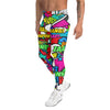 Men's comic strip zombie apocalypse printed meggings front view