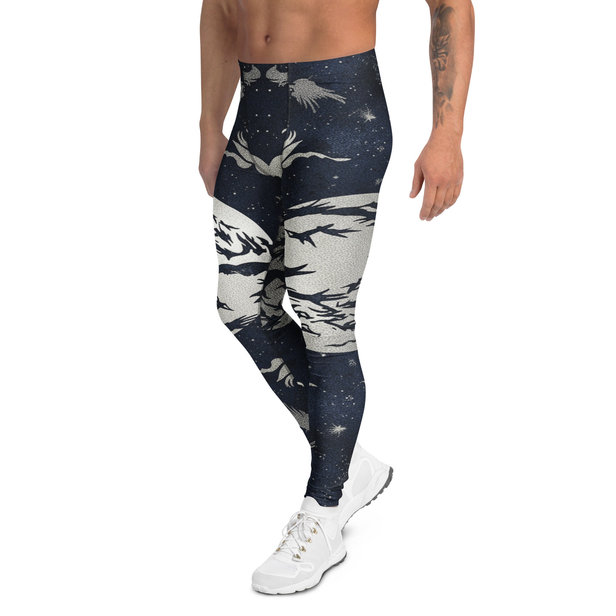 Men's crow murmuration moonlit meggings front view