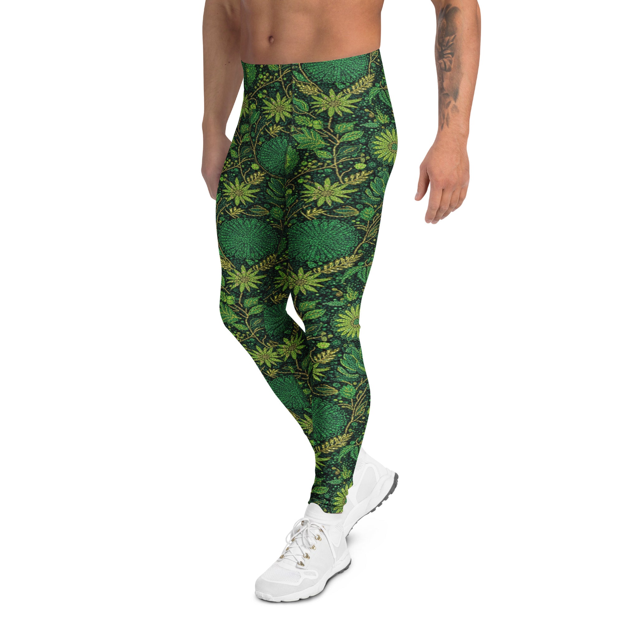 Men's emerald jungle meggings front view