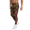 Women's gold paillette rose garden printed meggings front view