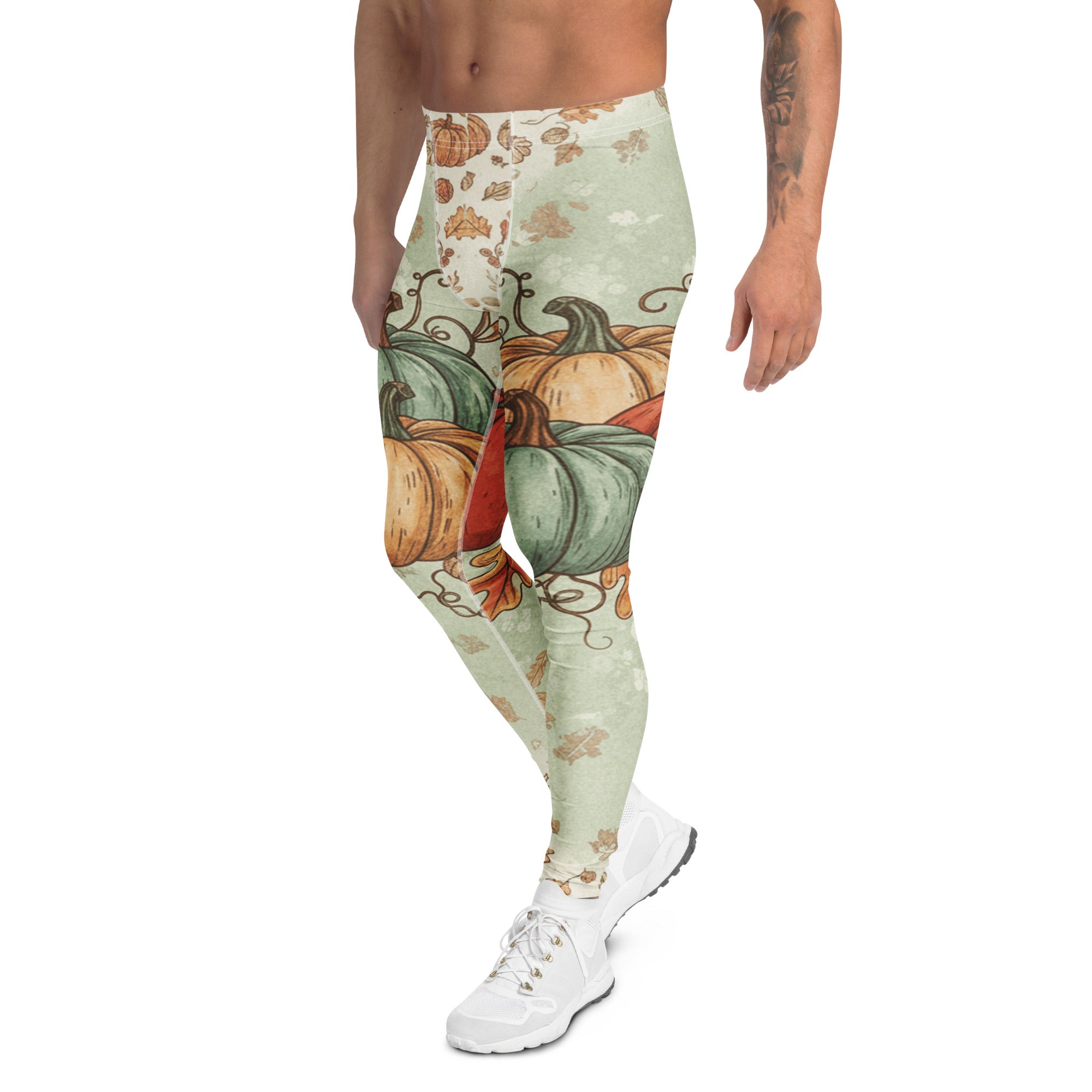 Men's pumpkin patch meggings front view