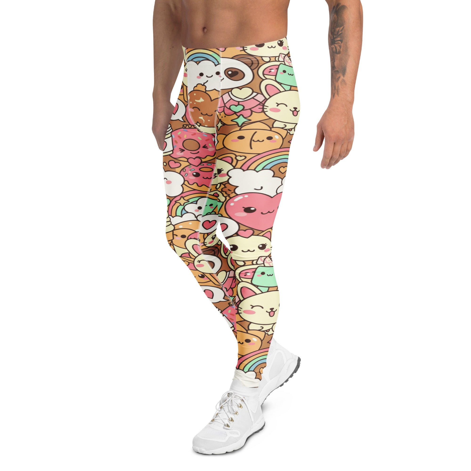 Men's kawaii coffee break printed meggings front view