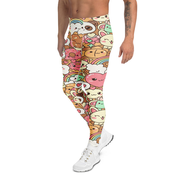 Men's kawaii coffee break printed meggings front view