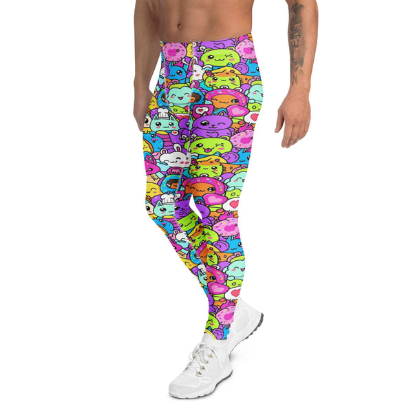 Men's kawaii monster pals printed meggings front view