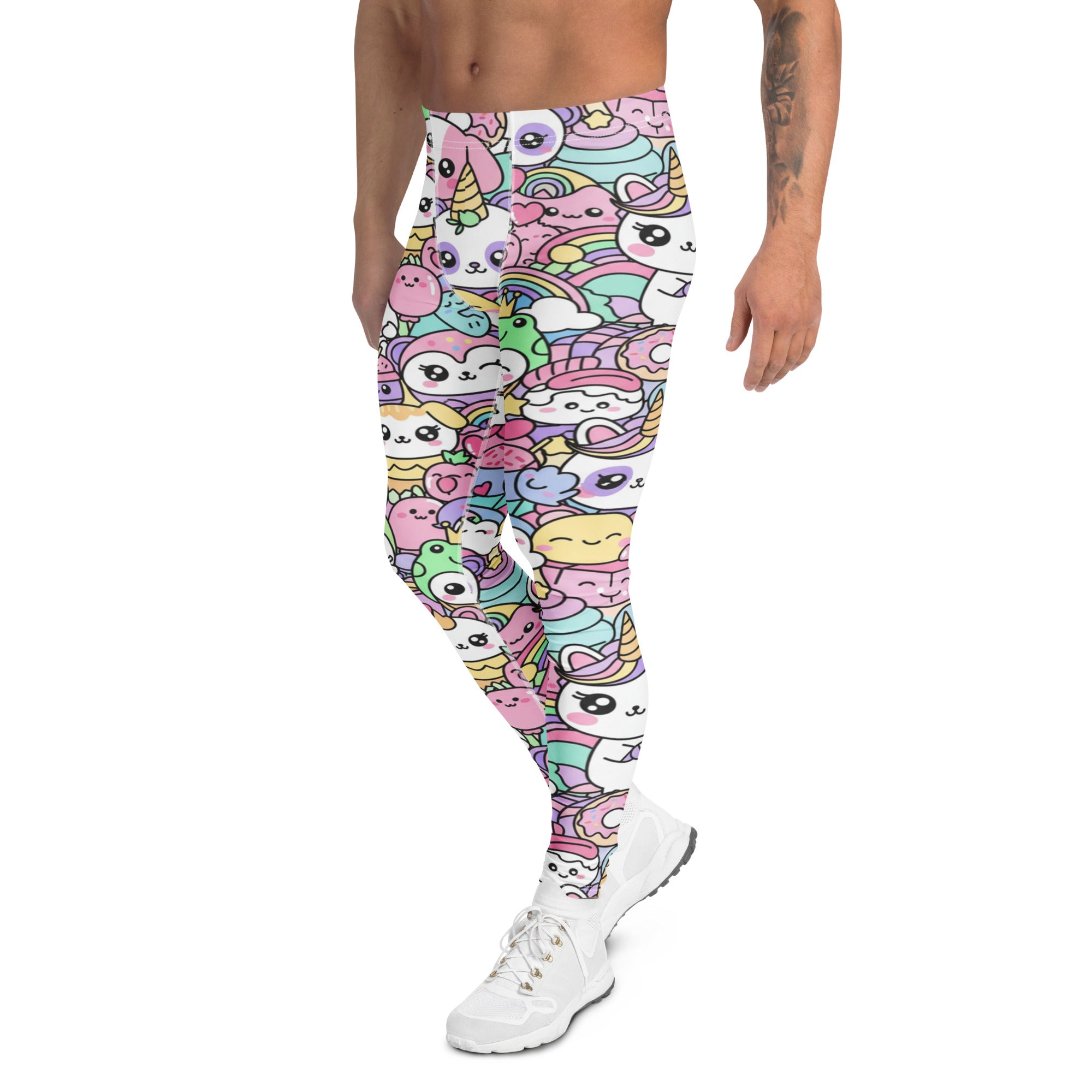 Men's Kawaii Rainbow Unicorn meggings front view