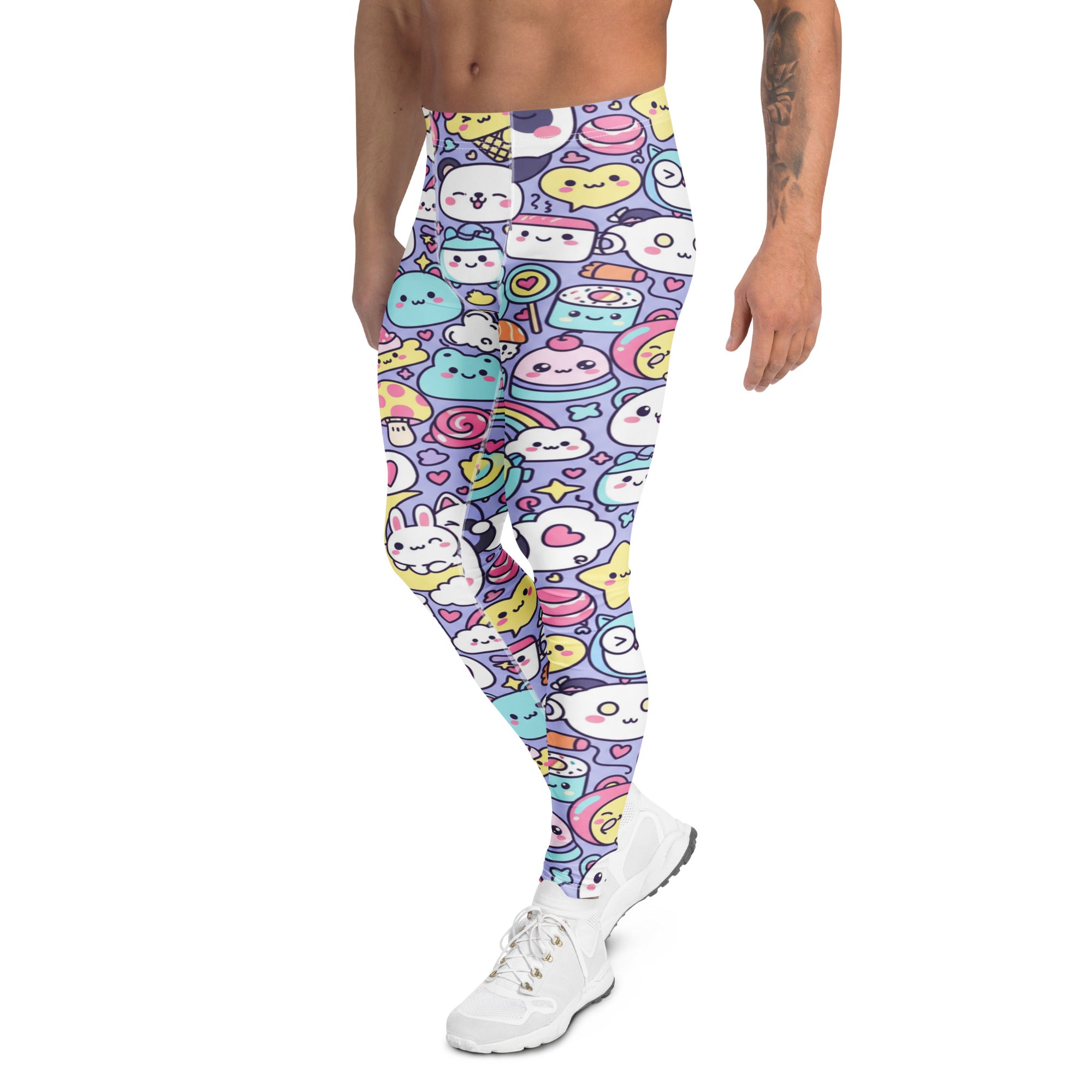 Men's kawaii sleepy time printed meggings front view
