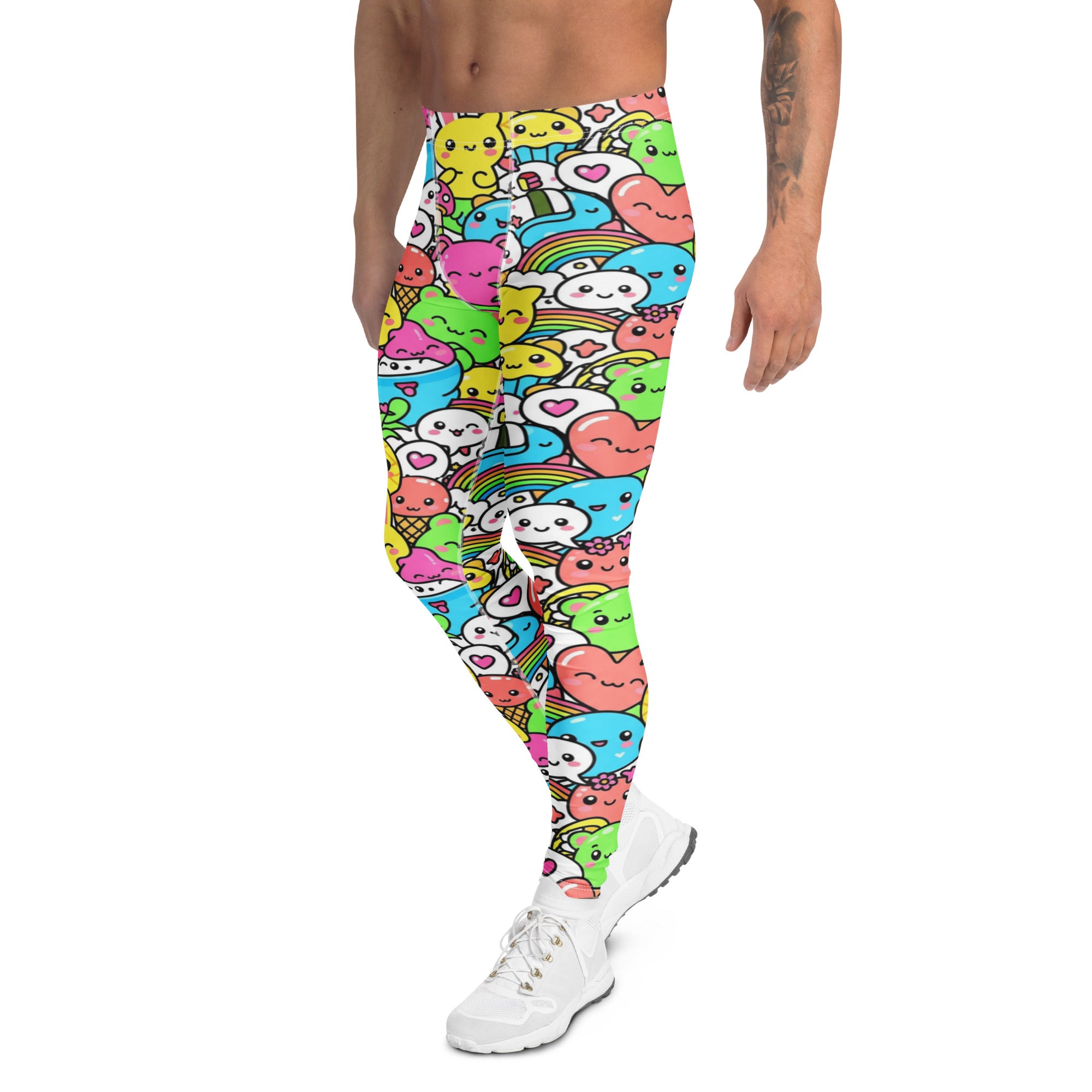 Men's kawaii tropical pineapple printed meggings front view
