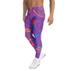 Men's liquid marble neon psychedelic meggings front view