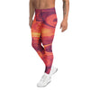Men's liquid marble sunset horizon printed meggings front view