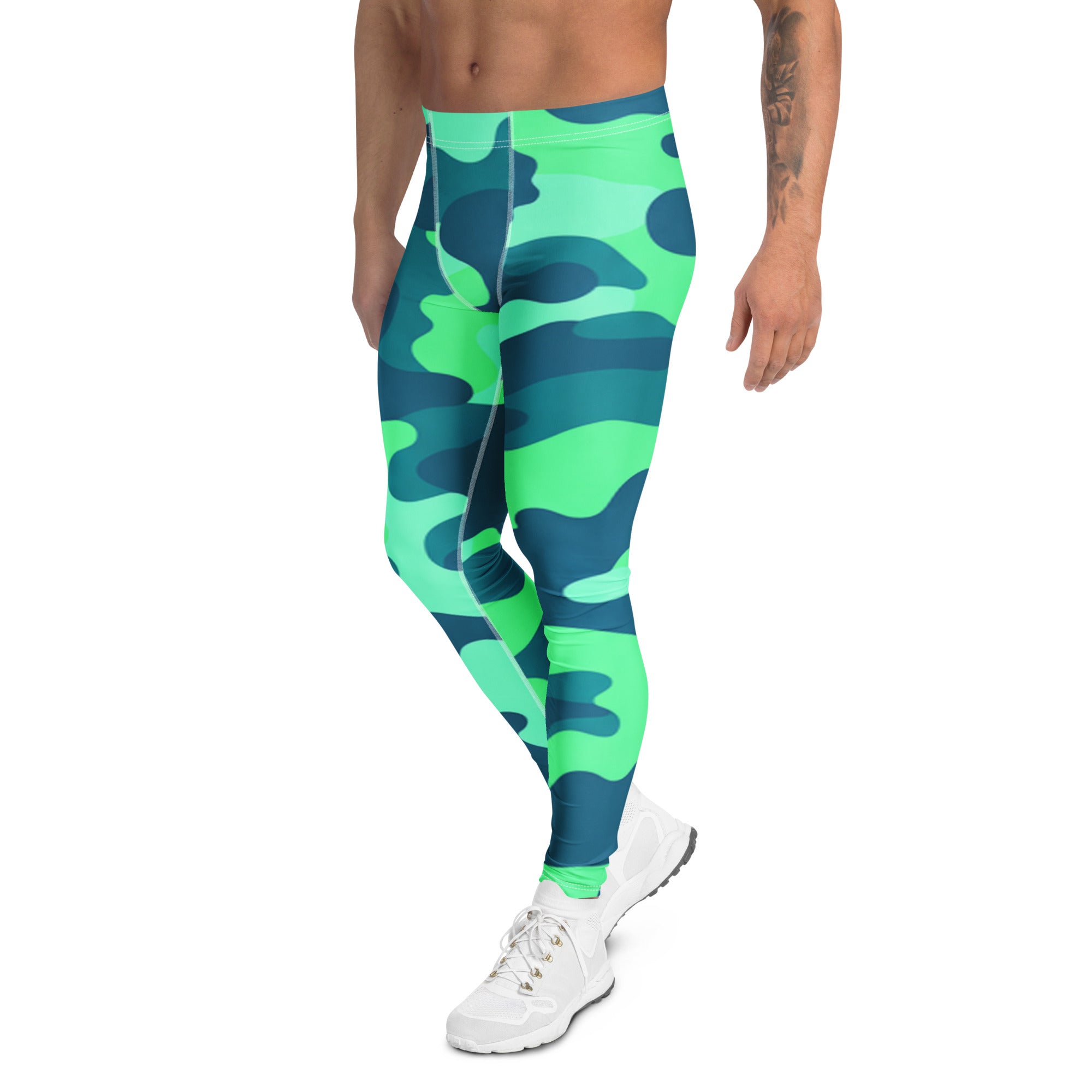 Women's ocean teal camo meggings front view