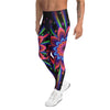 Men's psychedelic blacklight printed meggings front view