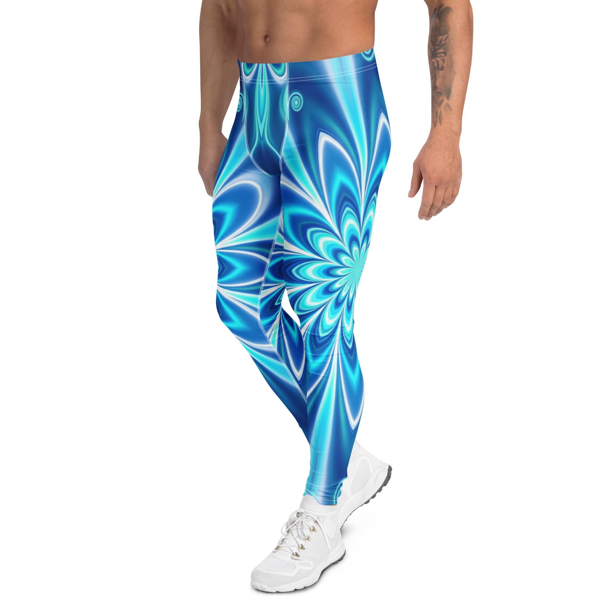Men's psychedelic electric ocean meggings front view