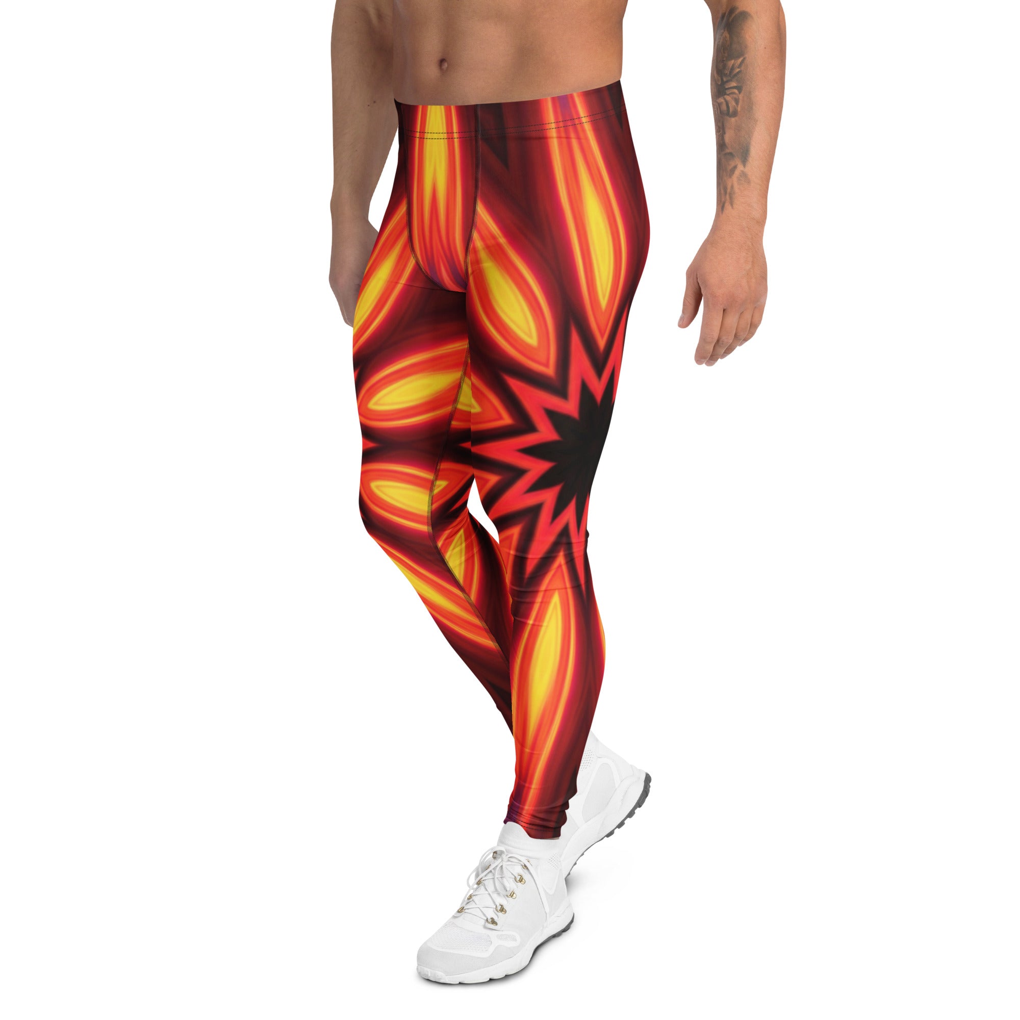 Men's psychedelic infrared printed meggings front view