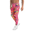 Women's vibrant flamingo flock printed meggings front view