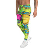 Men's vibrant frog pond printed leggings front view