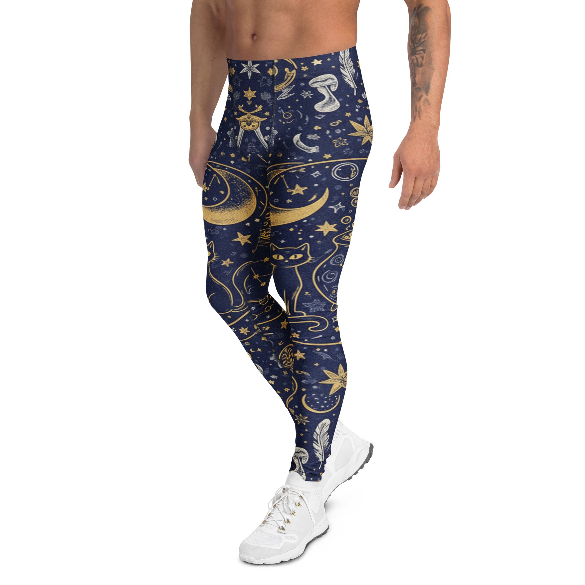 Men's witching hour constellation printed meggings front view
