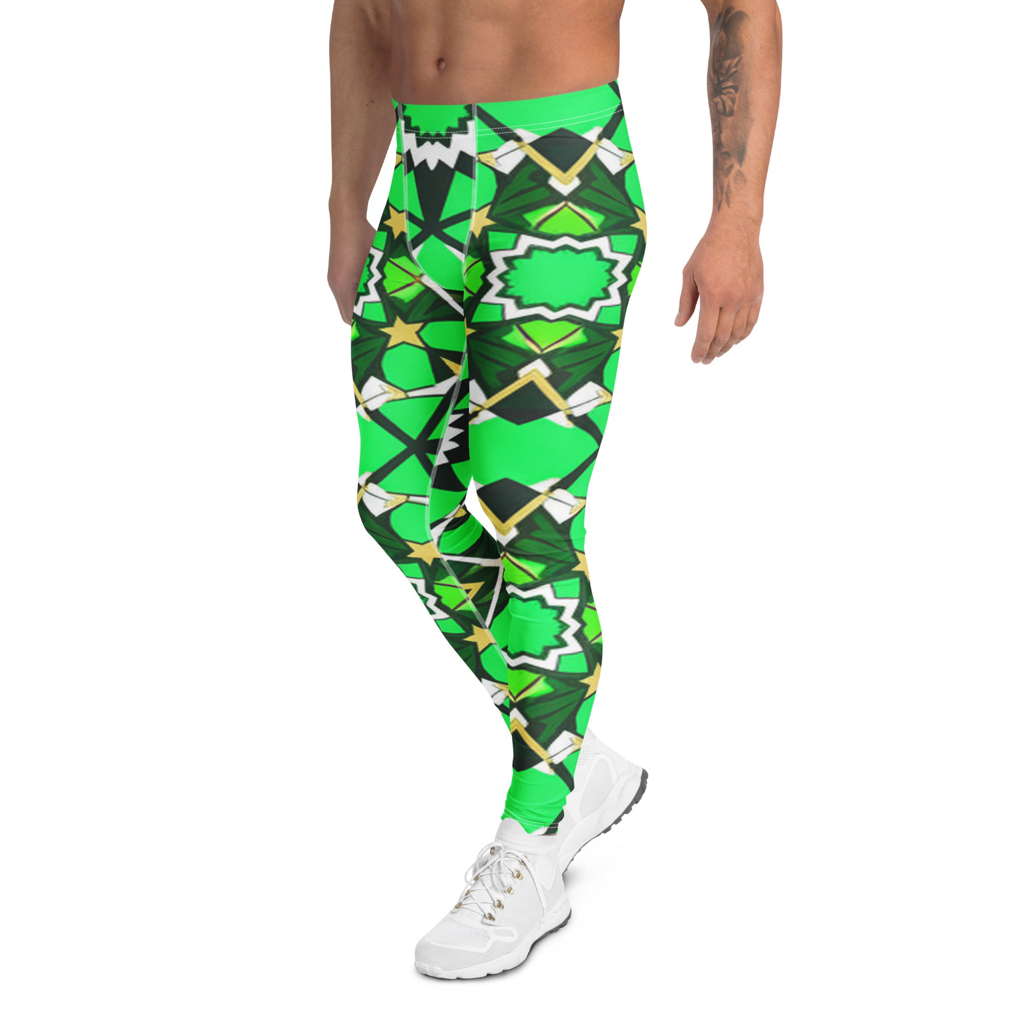 Men's zellige emerald gold meggings front view