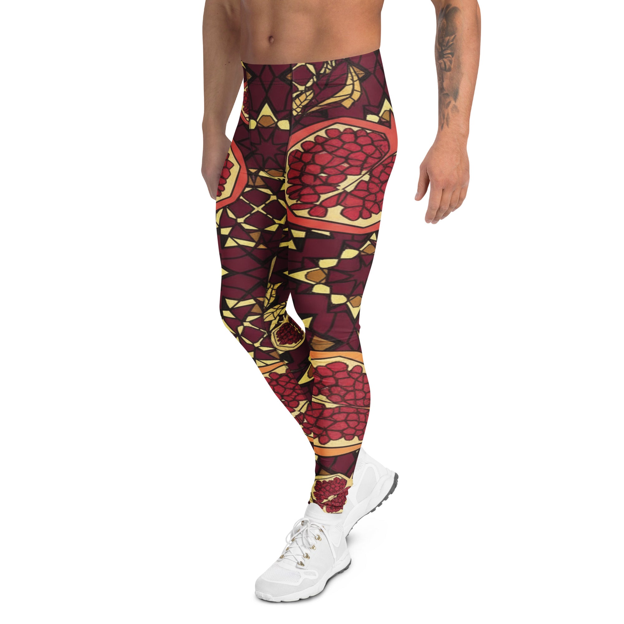 Men's Zellige Pomegranate meggings front view