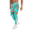 Men's turquoise coral pattern meggings front view