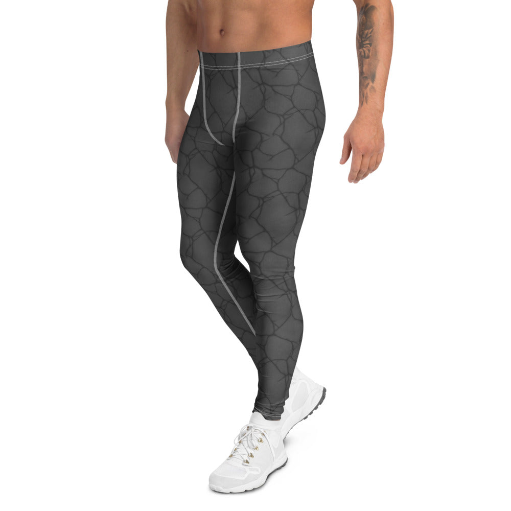 Woman wearing Charcoal Faux Leather Meggings by GearBunch, showing the deep gunmetal grey finish and texture.