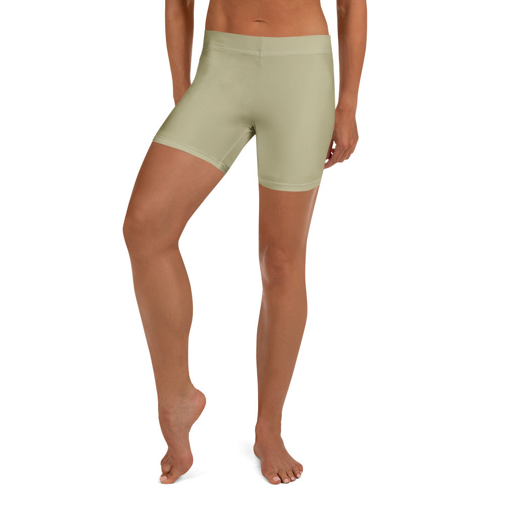 Women's solid soft khaki gear up shorts side view | GearBunch gear up shorts