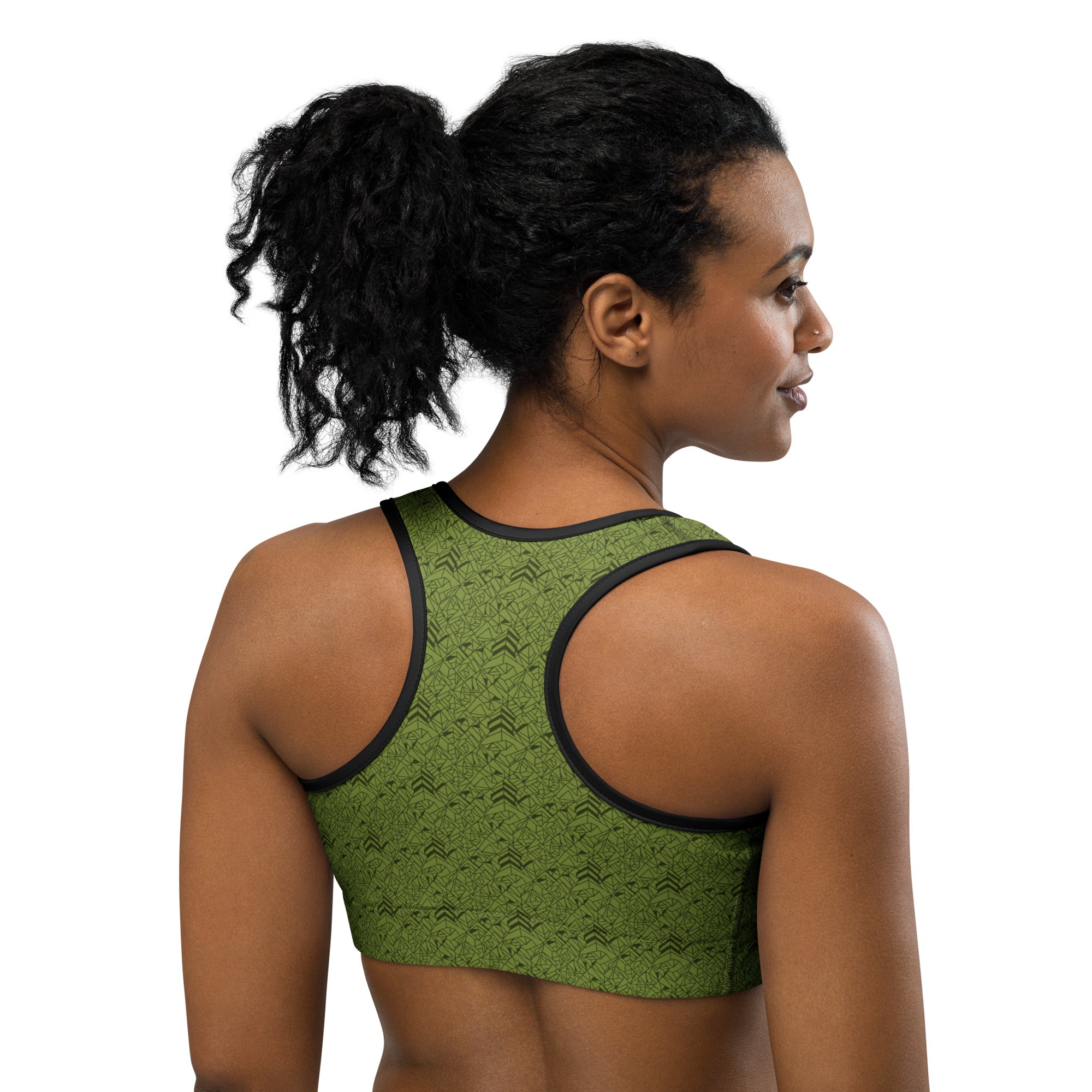 Velvet Olive Green Sports Bra | GearBunch