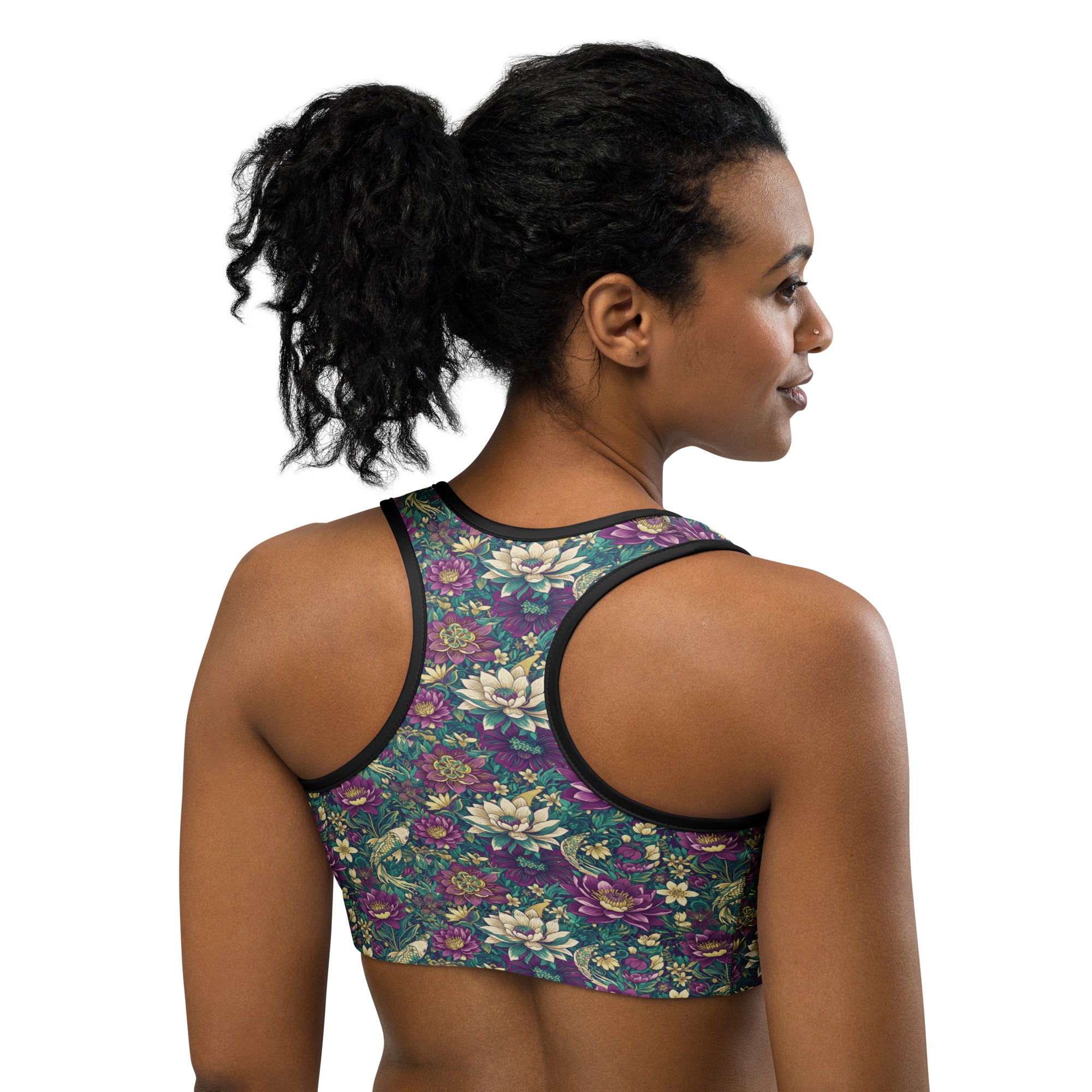 Pisces Koi Floral Sports Bra | GearBunch