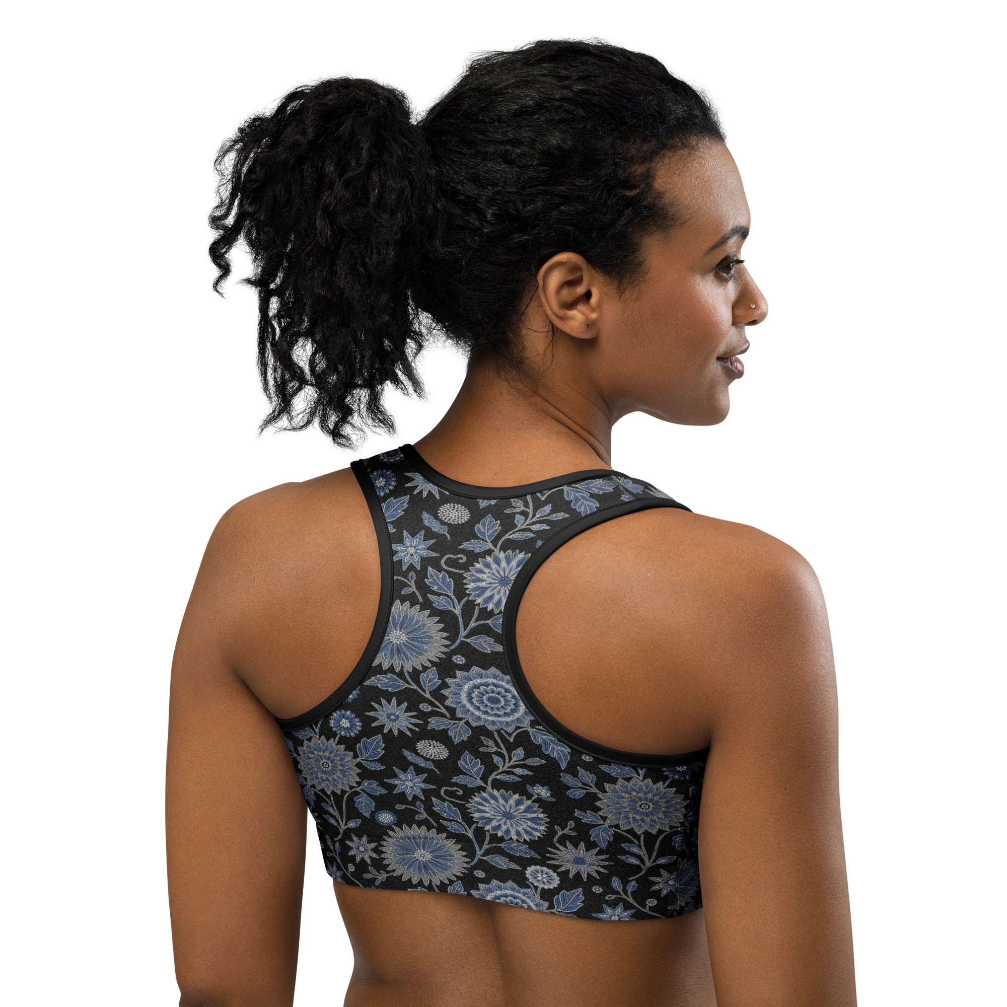 Silver Paillette Winter Bloom Sports Bra | GearBunch