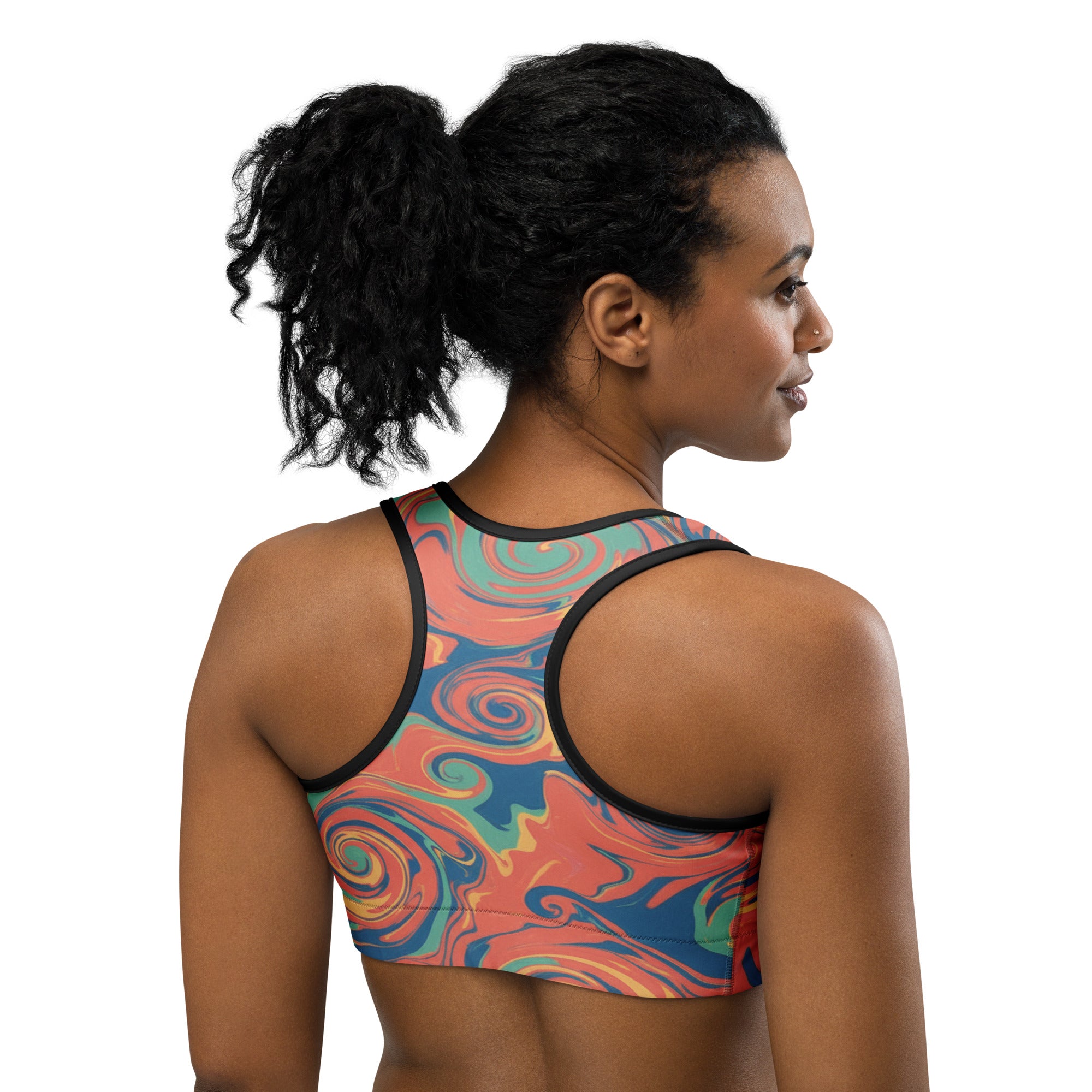 Liquid Marble Coral Reef Sports Bra | GearBunch