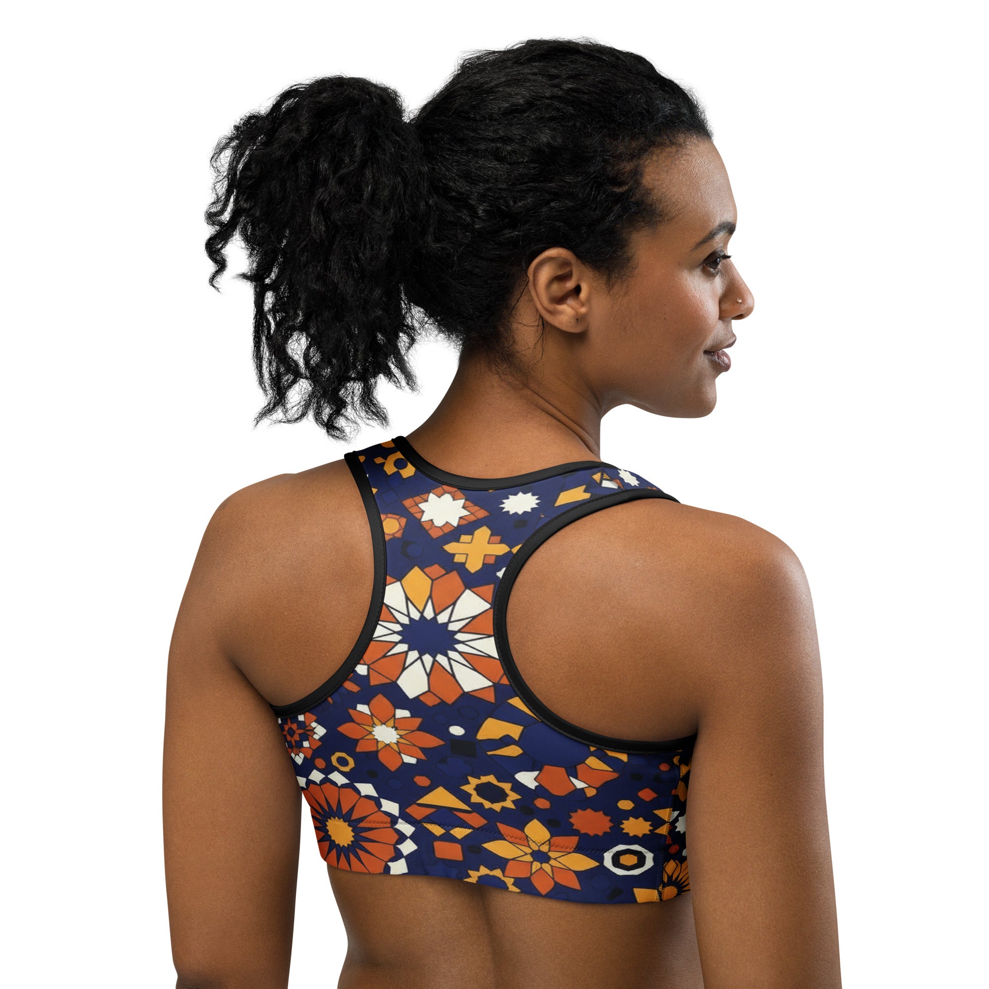 Zellige Indigo Saffron Sports Bra | GearBunch