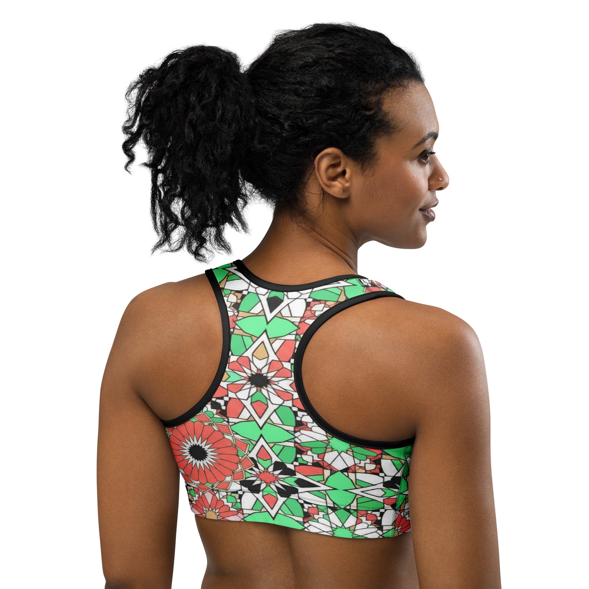 Zellige Coral Mint Sports Bra | GearBunch