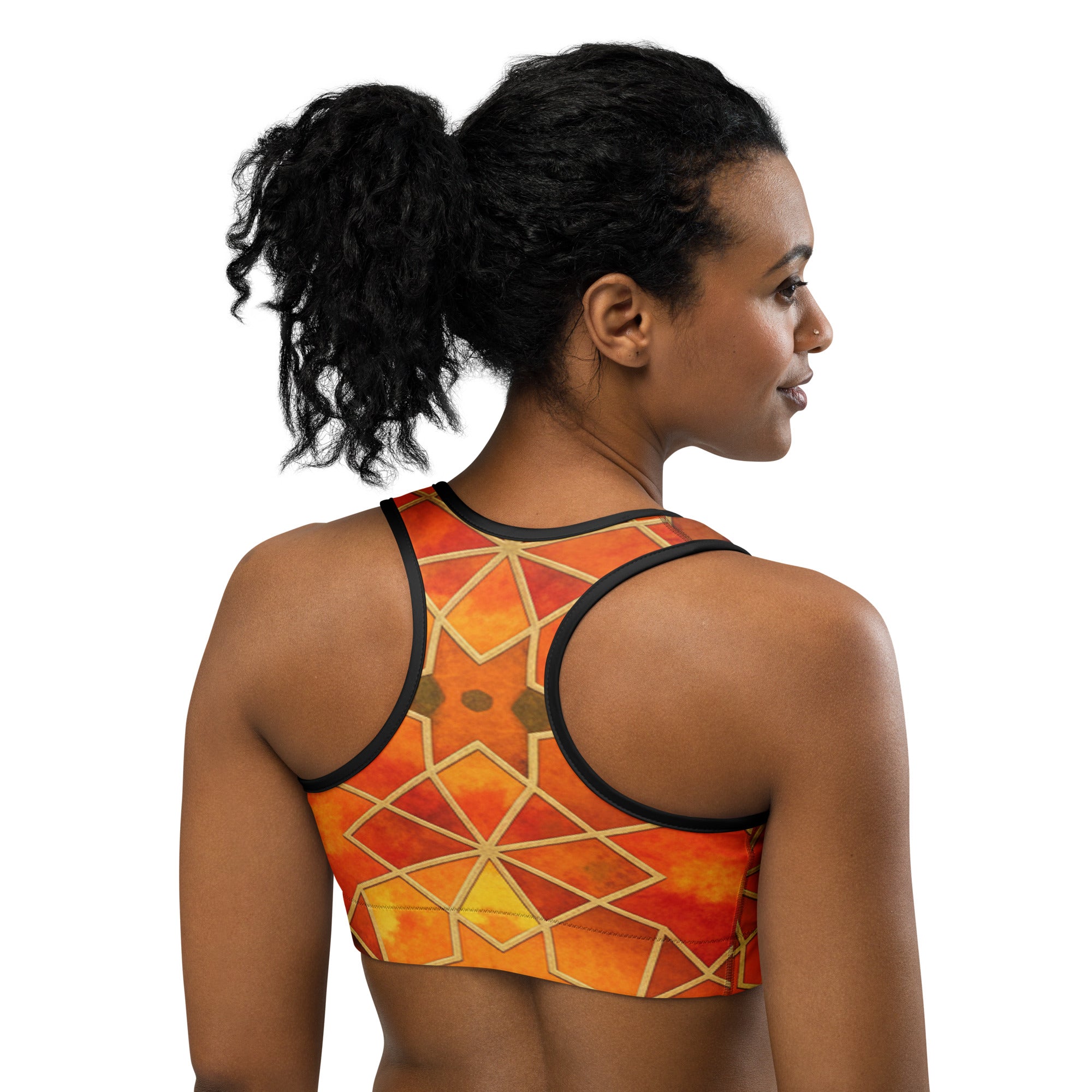 Arabic Watercolour Autumn Spice Sports Bra | GearBunch