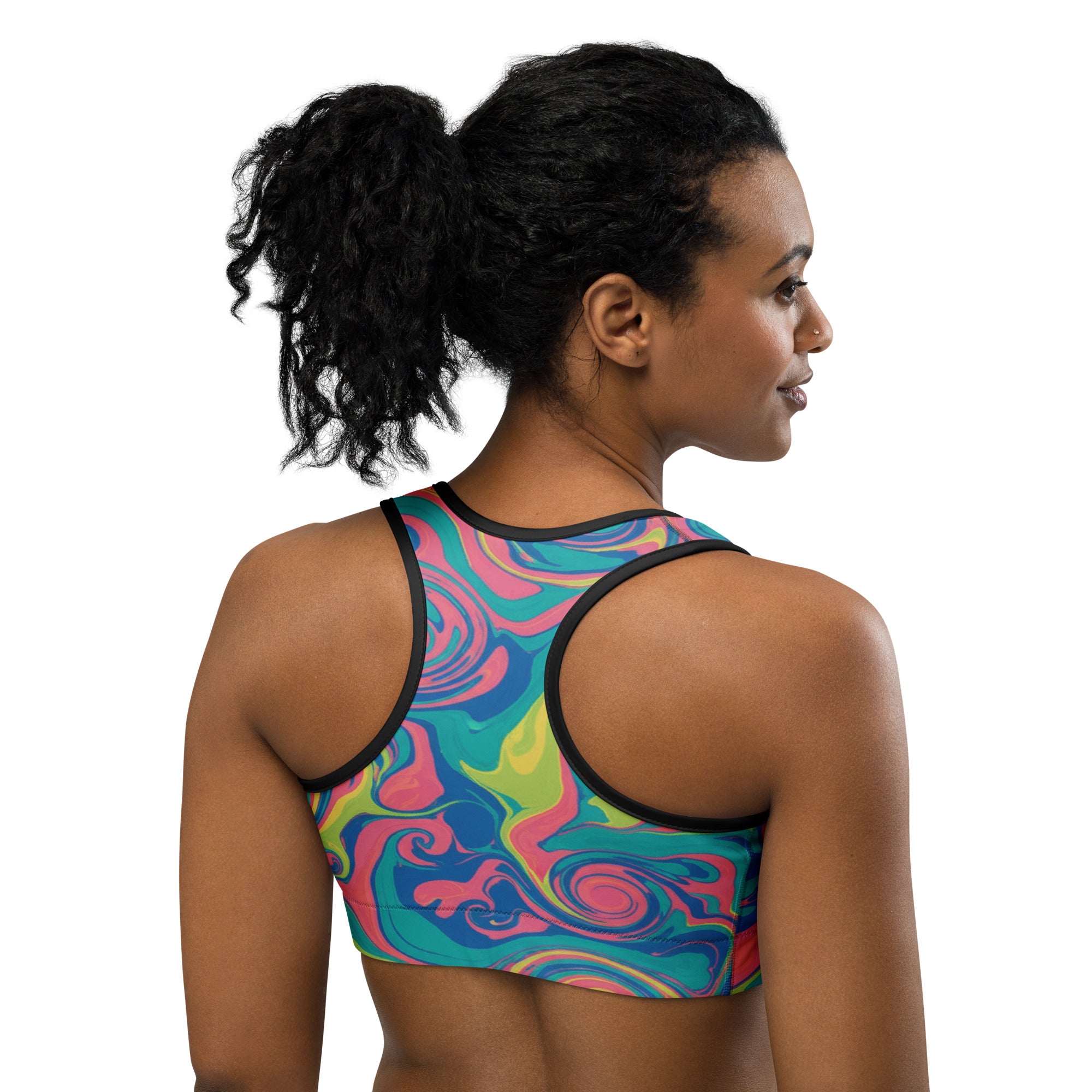 Liquid Marble Tropical Paradise Sports Bra | GearBunch