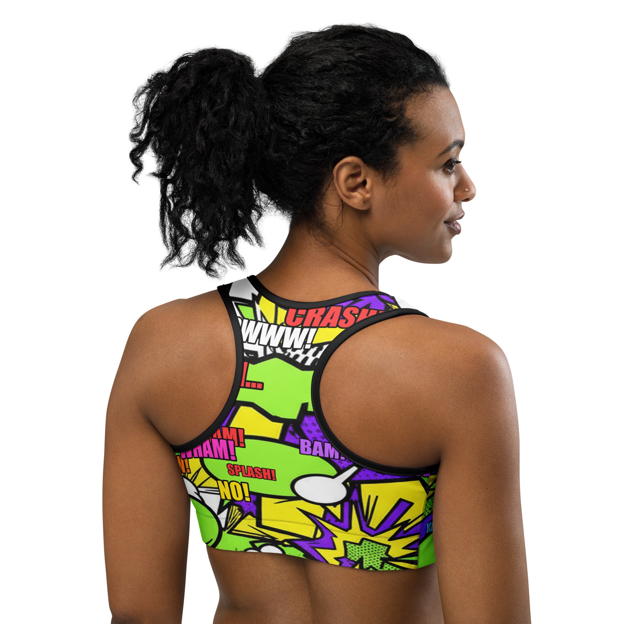 Comic Pop Toxic Green Sports Bra | GearBunch
