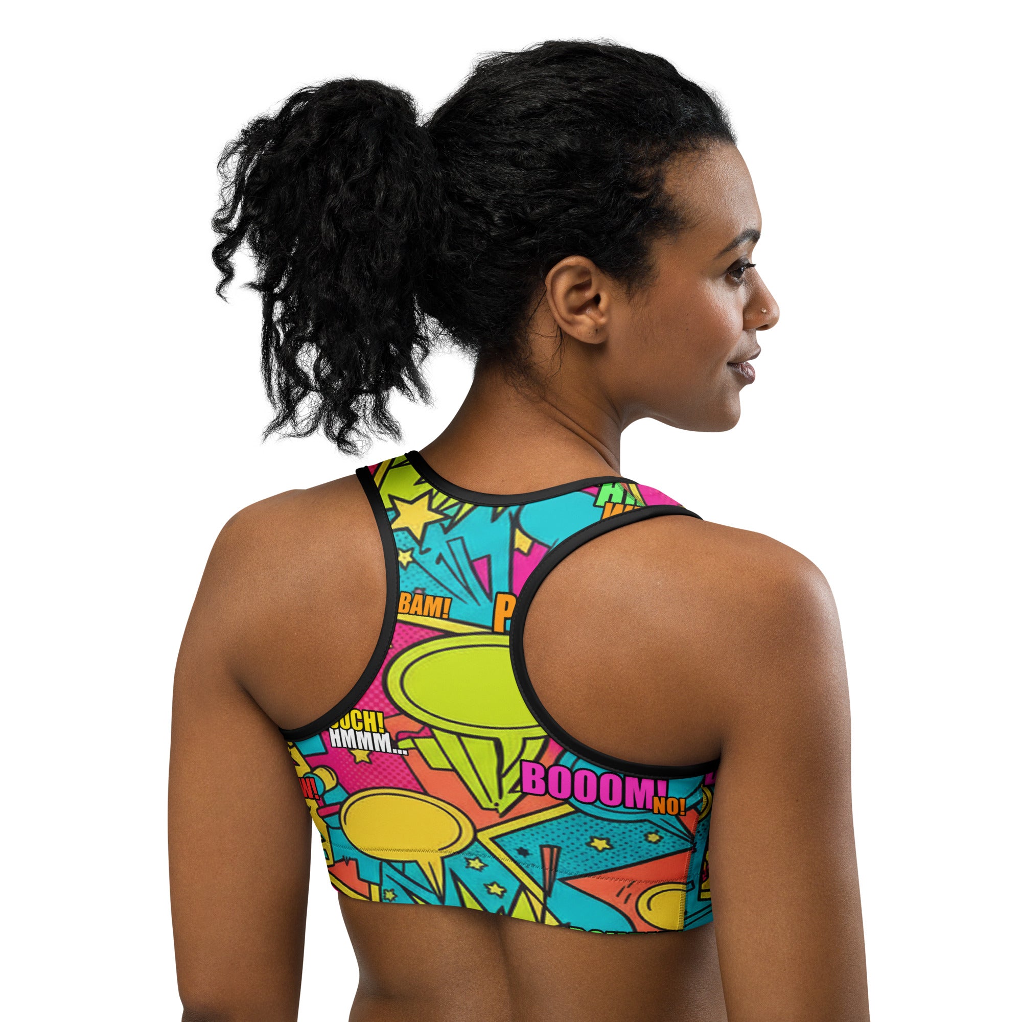 Comic Pop Tropical Sports Bra | GearBunch