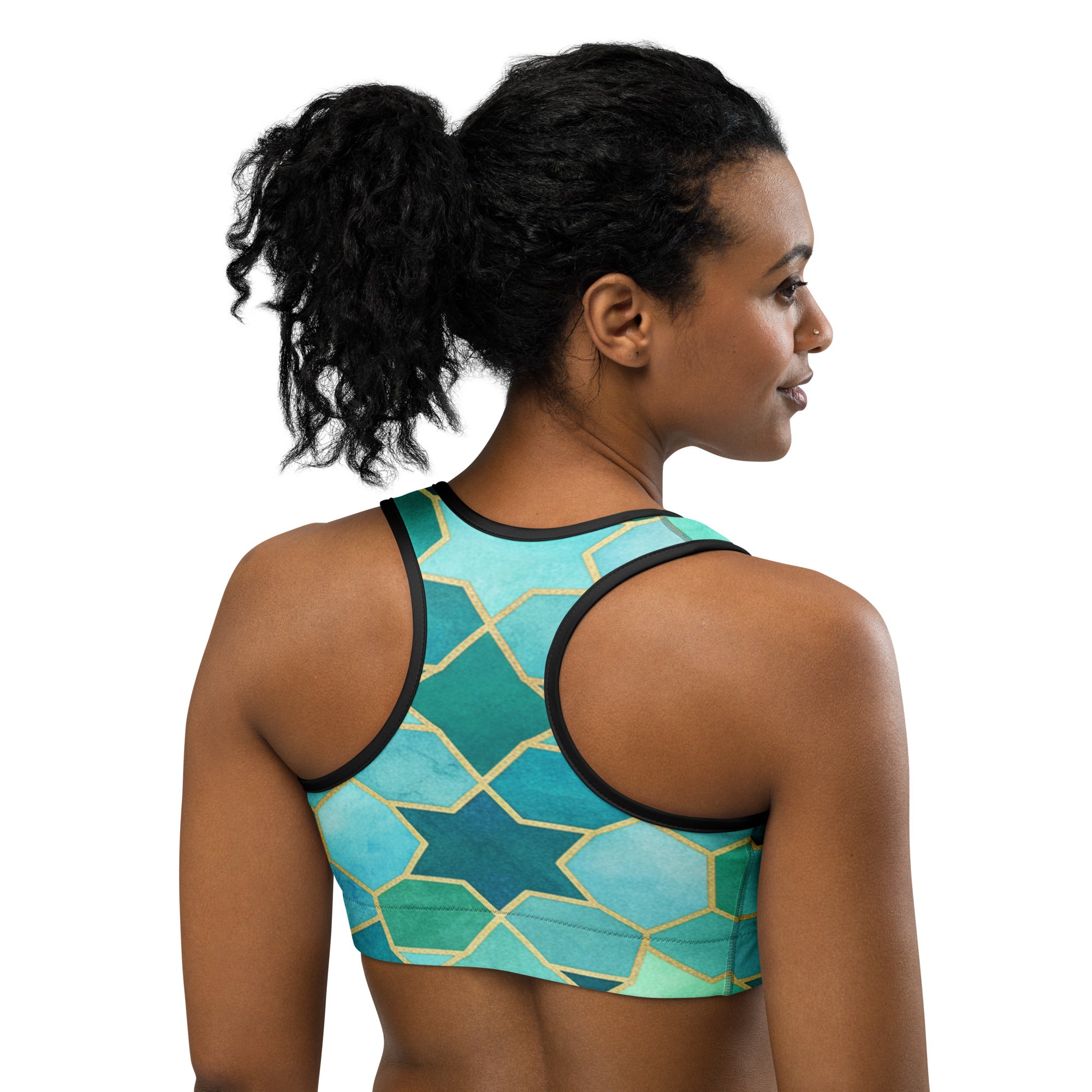 Arabic Watercolour Lagoon Sports Bra | GearBunch