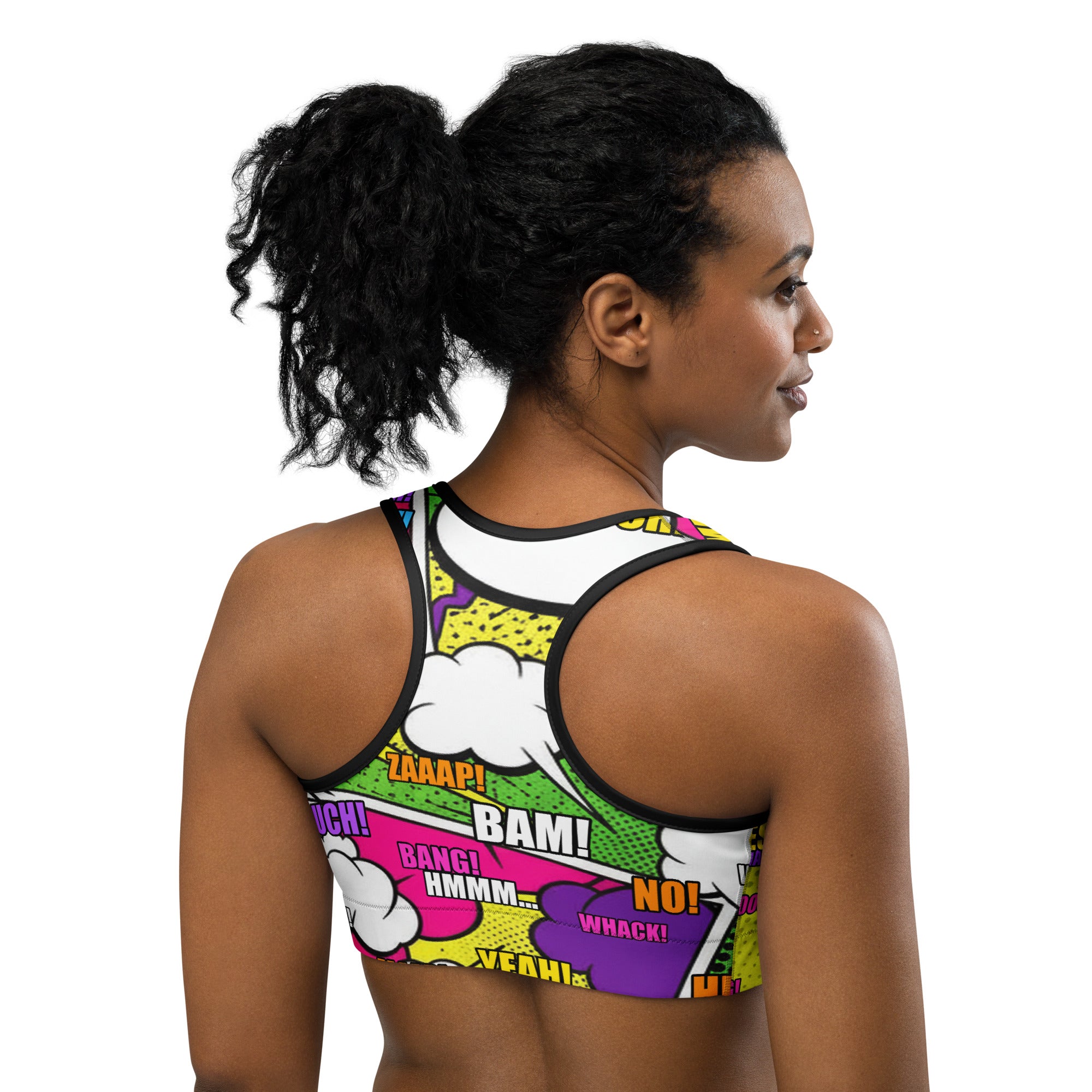 Comic Strip Neon Villain Sports Bra | GearBunch