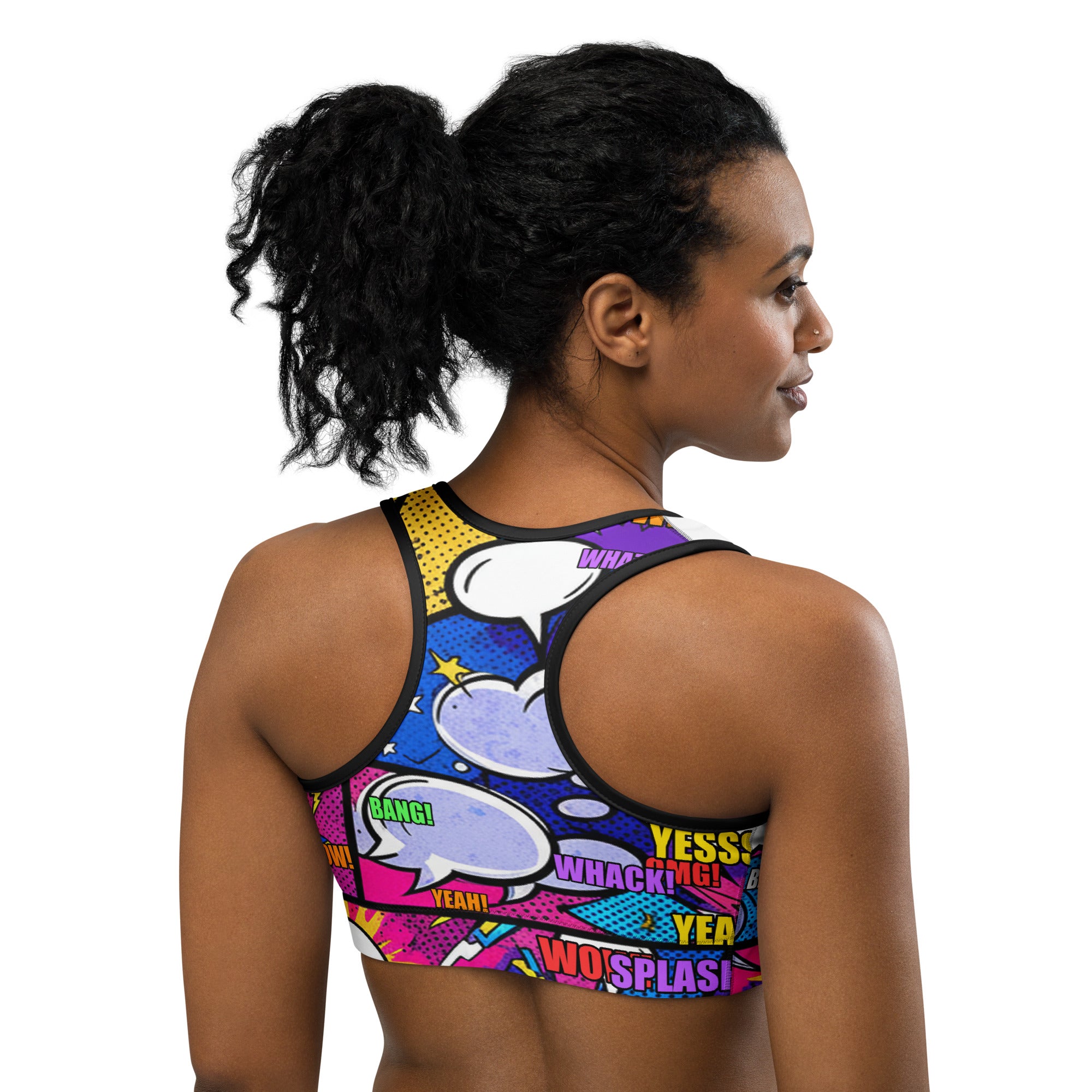 Comic Strip Cosmic Boom Sports Bra | GearBunch