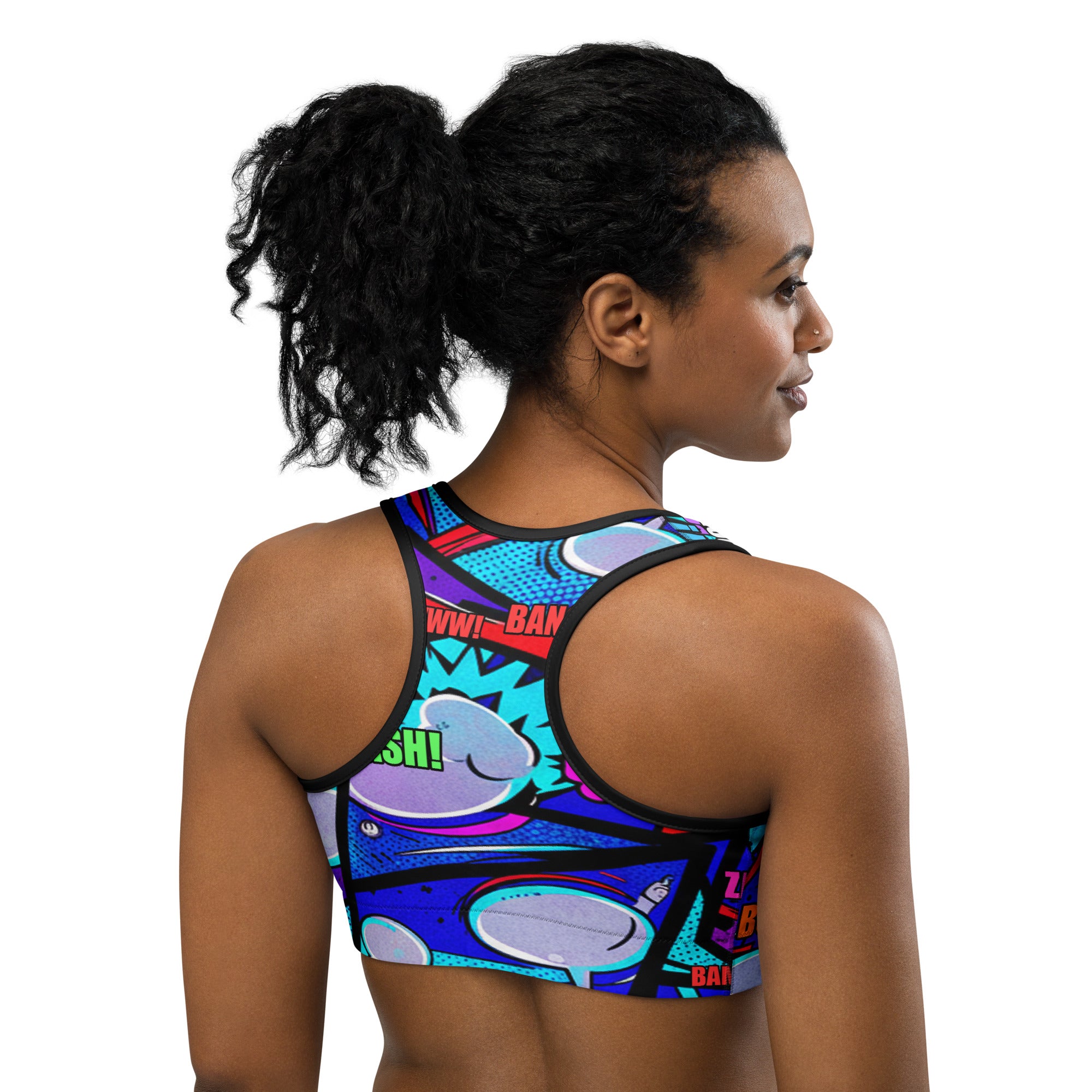 Comic Strip Space Battle Sports Bra | GearBunch