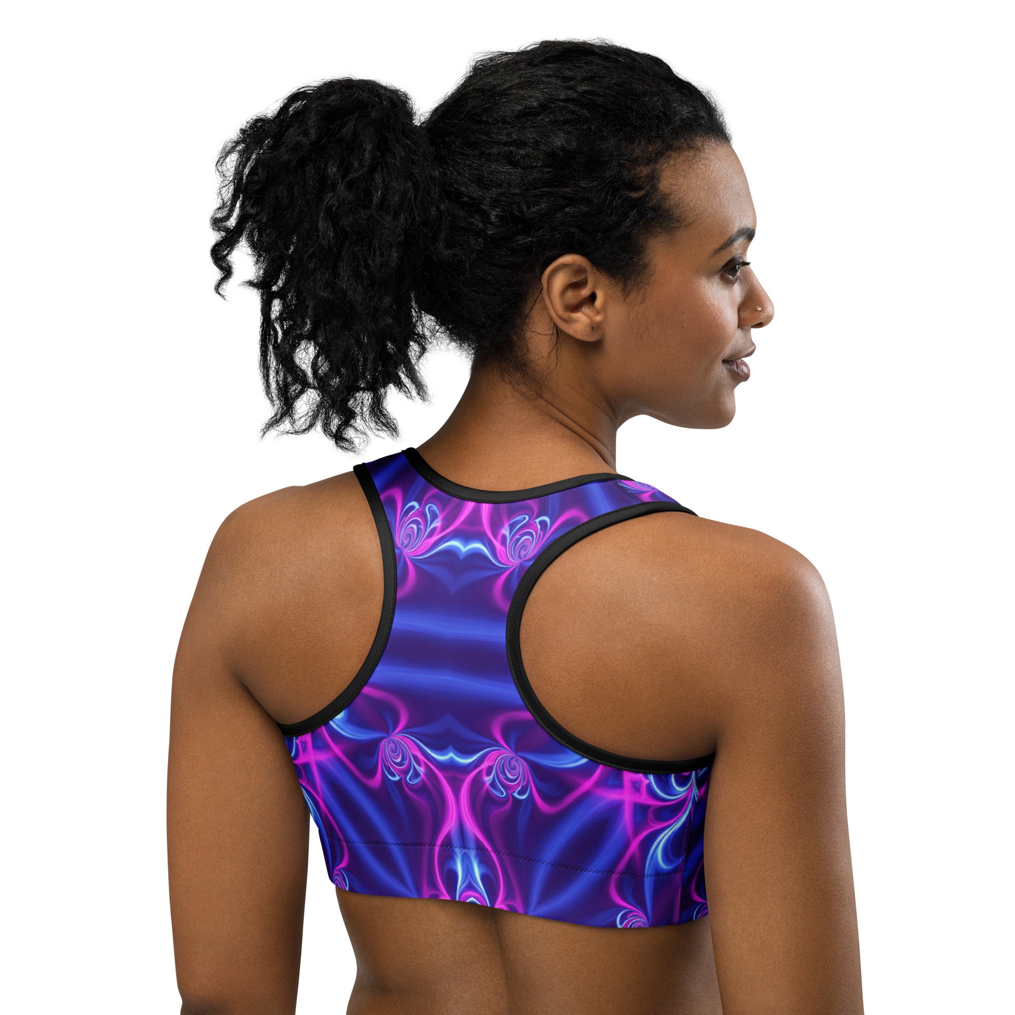 Psychedelic Ultraviolet Bloom Sports Bra | GearBunch