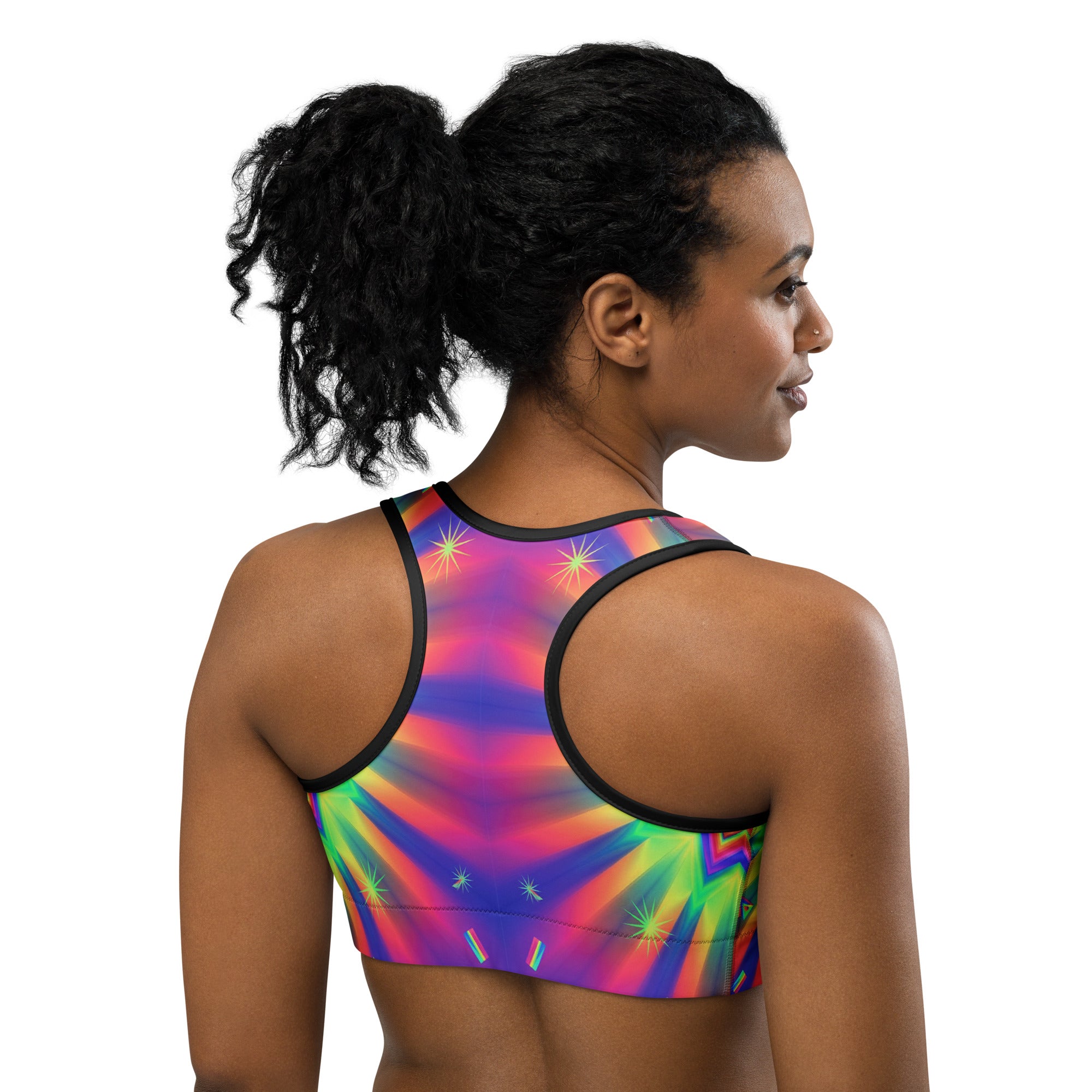 Psychedelic Starburst Prism Sports Bra | GearBunch