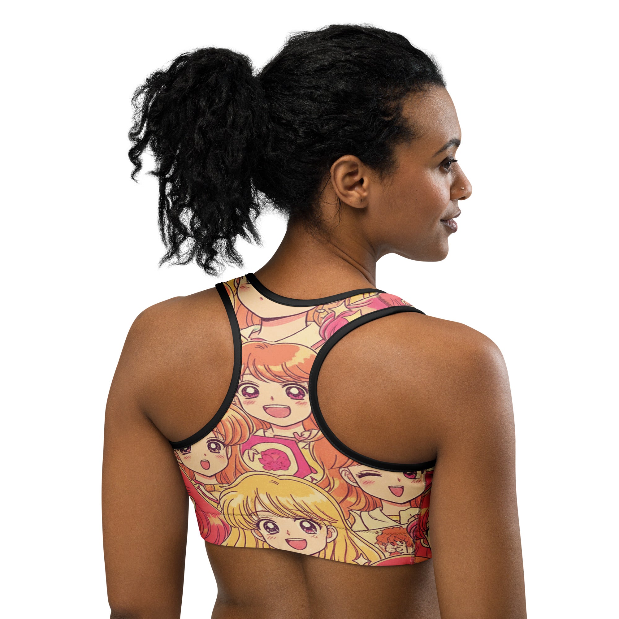 Anime Collage Retro Shojo Sports Bra | GearBunch