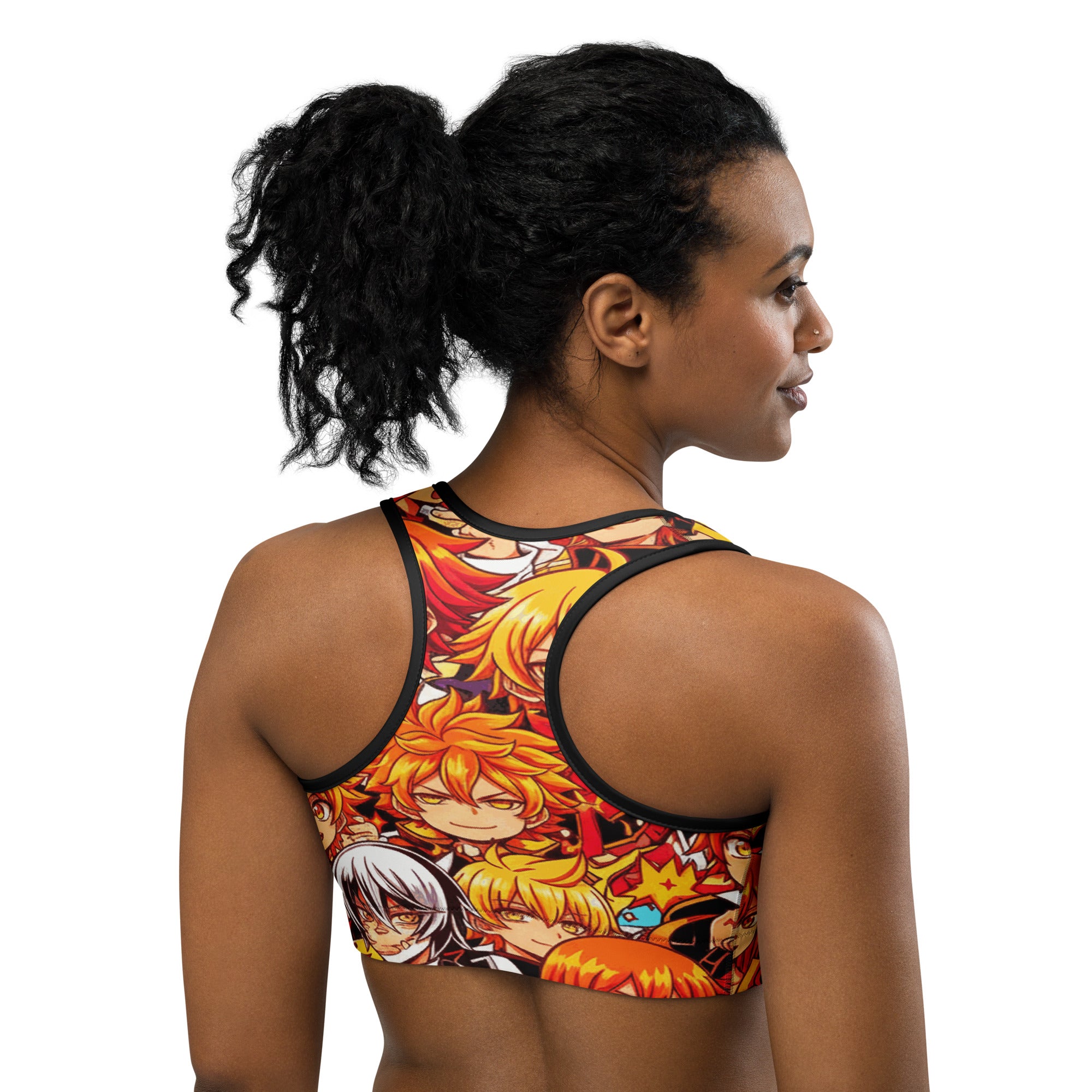 Anime Collage Fire Spirit Sports Bra | GearBunch