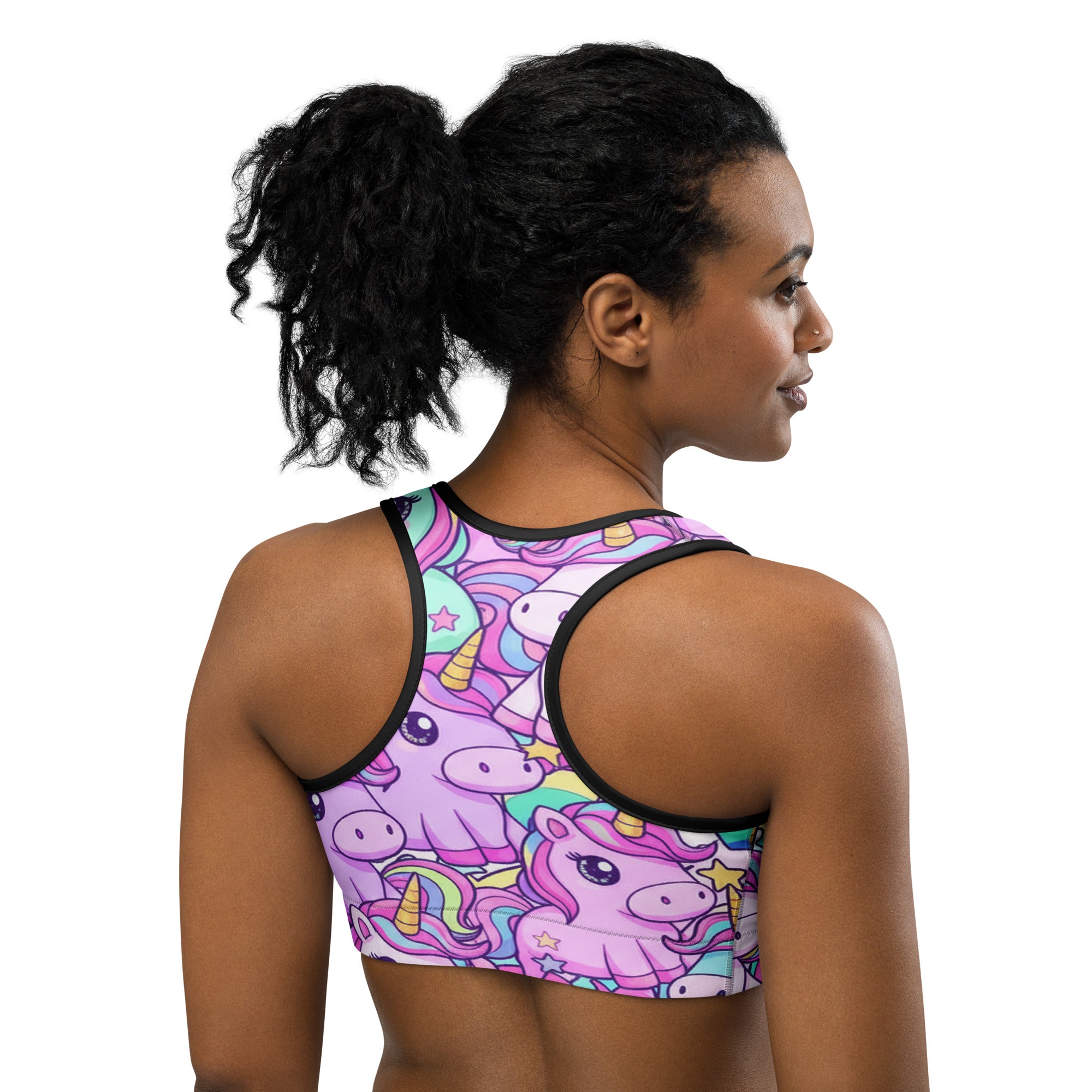 Vibrant Unicorn Rainbow Party Sports Bra | GearBunch