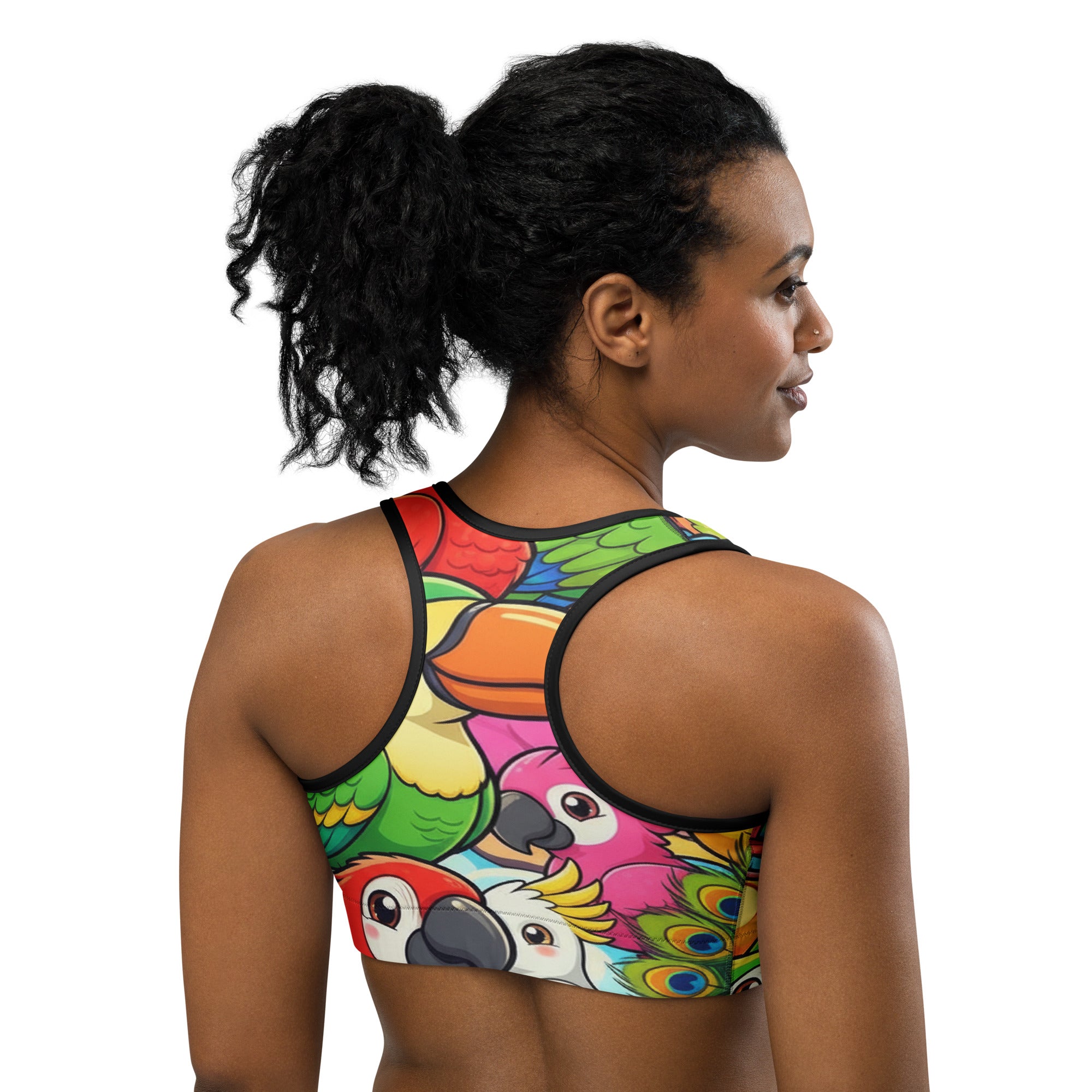 Vibrant Tropical Birds Sports Bra | GearBunch